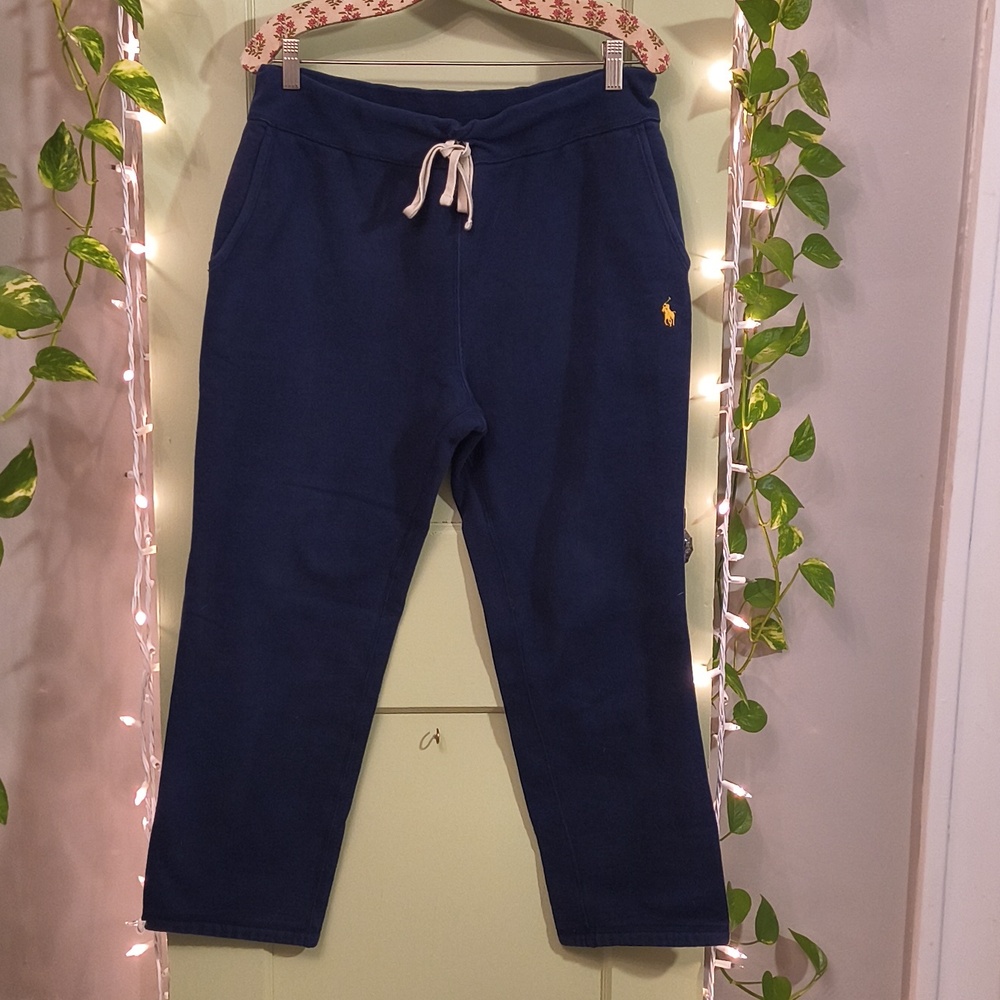 Men's Polo Ralph Lauren Navy Gold Drawstring Cinch Ankle Sweatpants M/L